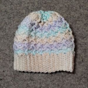 Baby Newborn Handmade Crochet Beanie Hat, Pastel, Acrylic